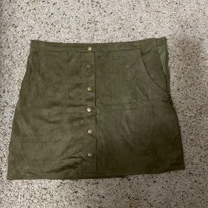 Olive Green Suede Skirt
